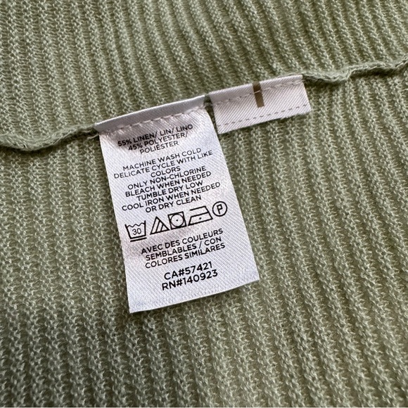 Loft Small Shirttail Open Cardigan Light Green Linen Blend Lightweight Preppy - Picture 7 of 8